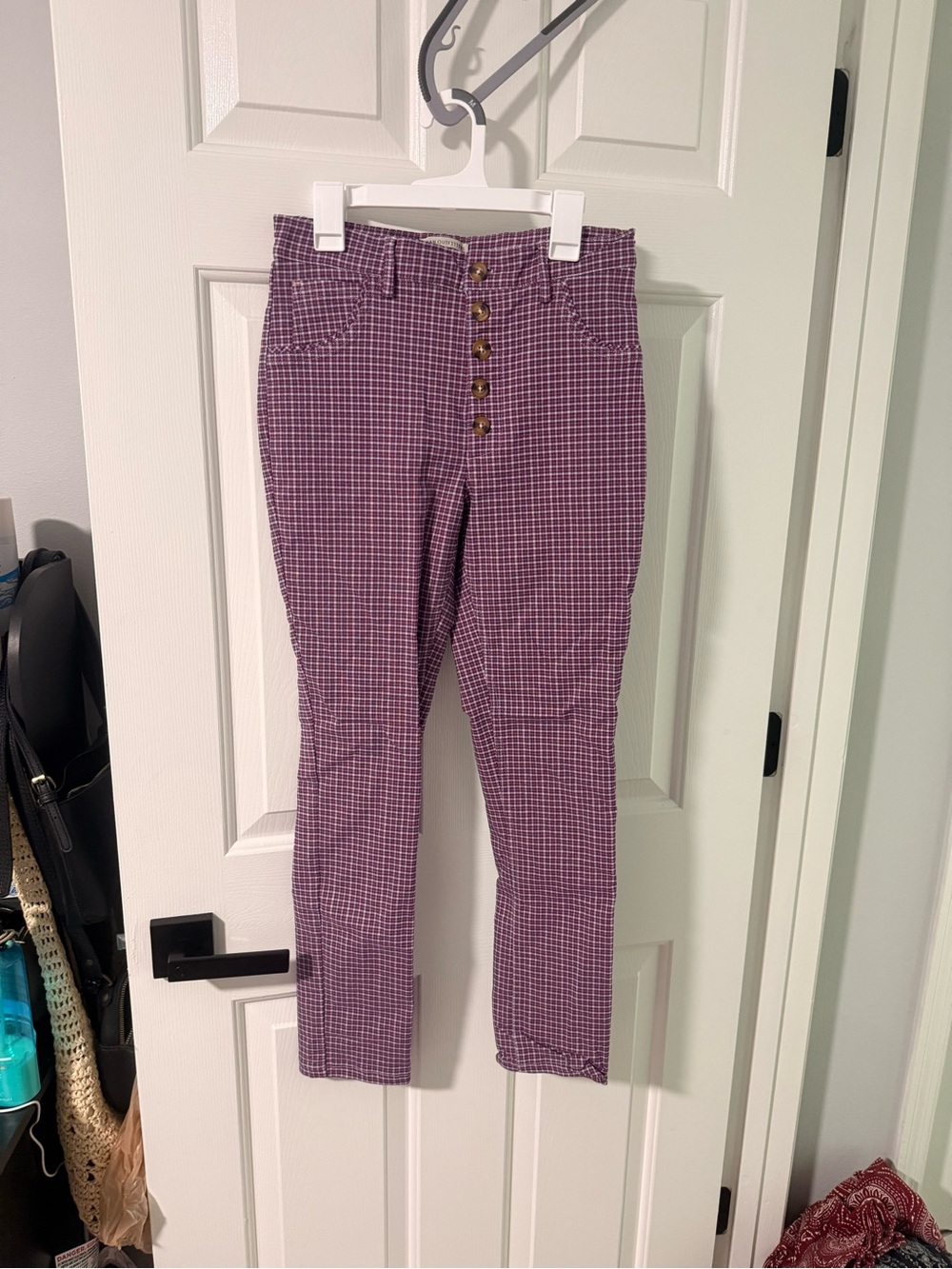 Urban Outfitters Lavender Check Button-Fly Chinos